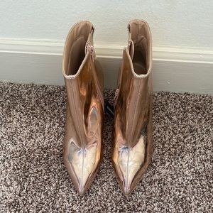 Express Peach Chrome Booties